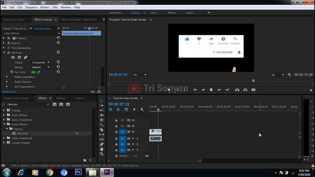 Cara Menghilangkan Green Screen Di Adobe Premiere dengan Effect Ultra Key