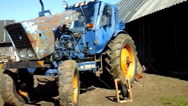 МТЗ 50 пуск холодного двигателя Д-50/ MTZ 50 cold start engine D-50.