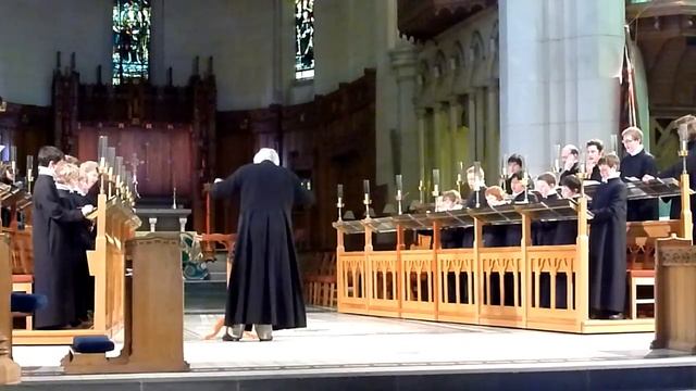 Male choir performing in ChristChurch Cathedral