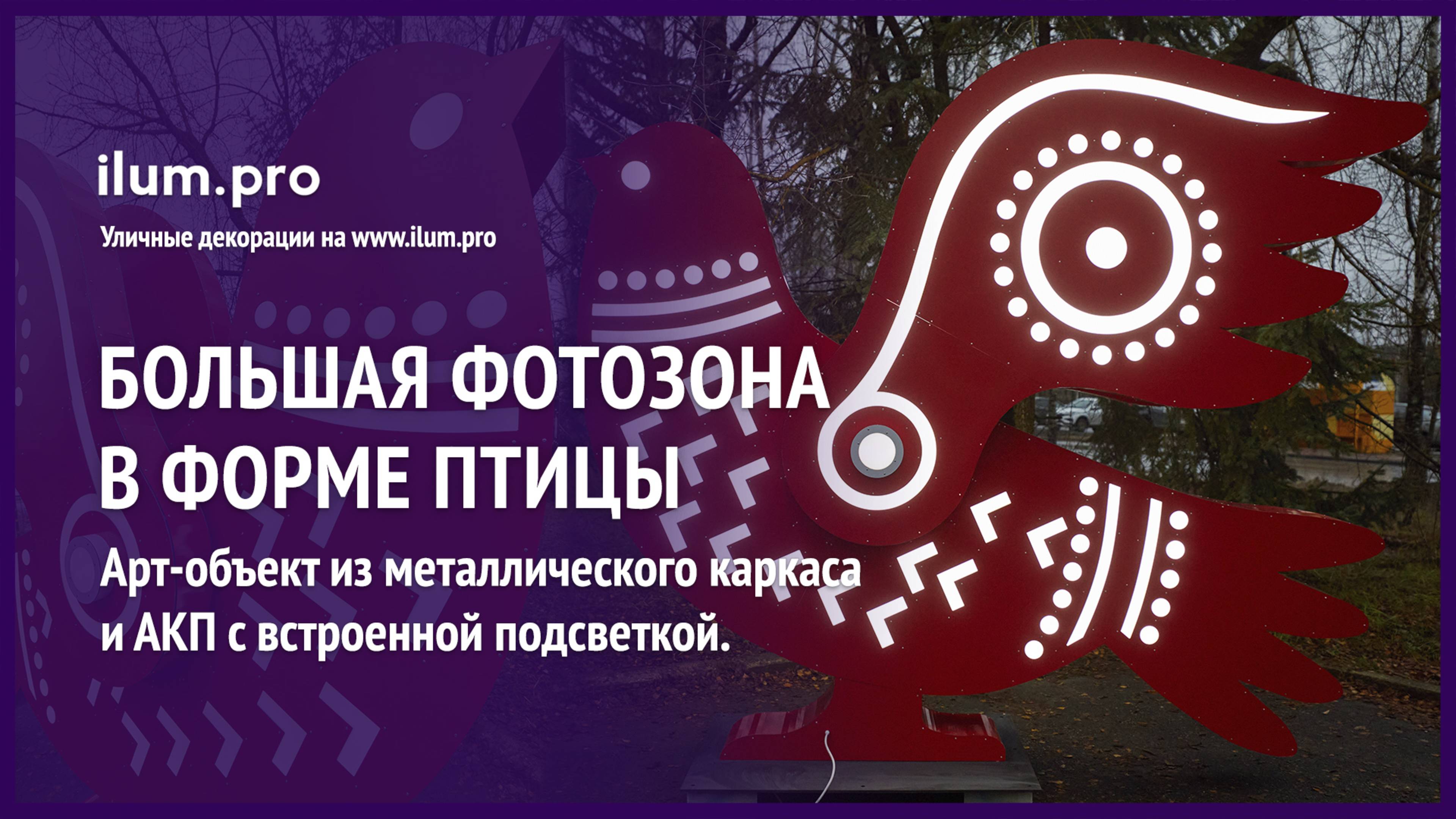 Фотозона в форме большой, объёмной, красной птицы для украшения площади Шацка / Айлюм Про