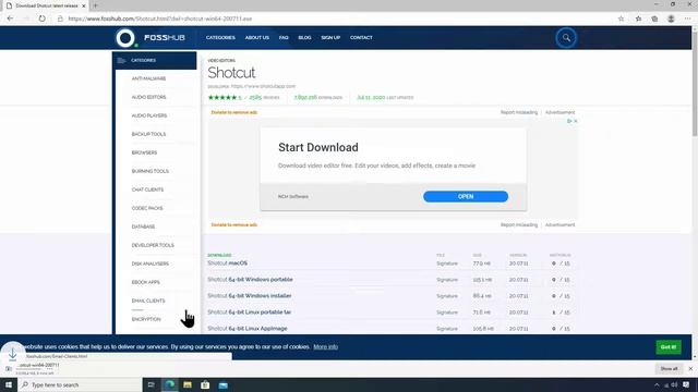 Installing shotcut for windows