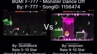 Geometry Dash = Monster Dance Off Full Version (Comparison) (SlothBlock Vs emjoven)