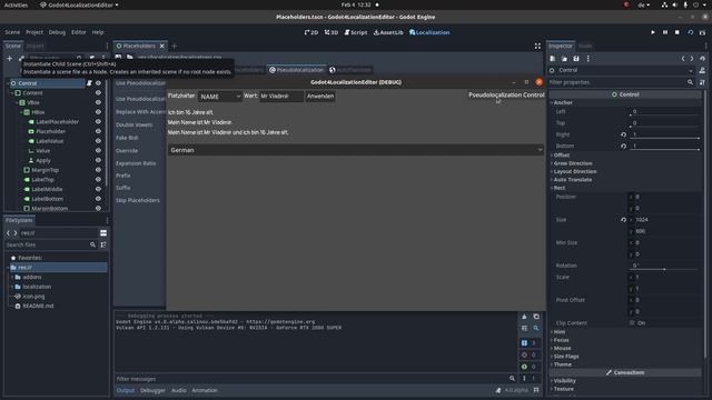 EN Godot 4 Localization Editor Pseudolocalization