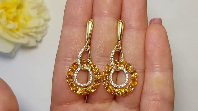 Серебряные серьги с натуральными цитринами СОЛНЕЧНОЕ ЛЕТО
