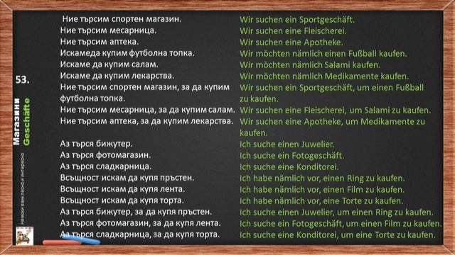 53. Магазини/ Geschäfte (немски език за начинаещи)