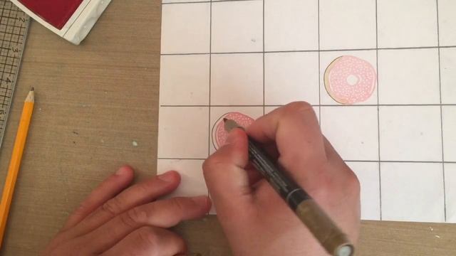 Hand Stamped Donut & Macaron paper tutorial