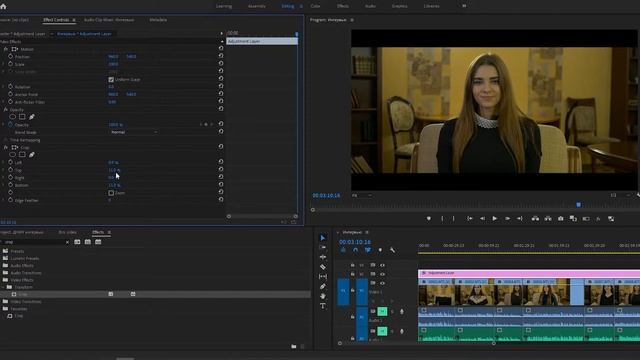 Adding cinematic black-bars to the video in Premiere Pro