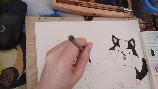 рисую акварелью стикеры