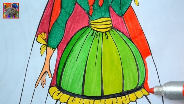Раскраска. Принцесса. Videos for Children. Coloring with markers by BAMBUSYA. Princess