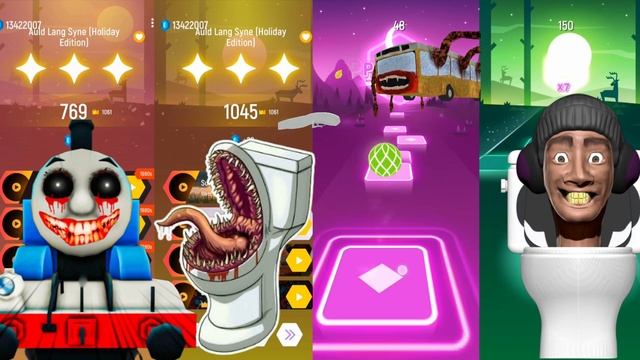 Thomas Train exe VS Toilet Monster VS Bus Eater VS Skibidi Toilet | Tiles Hop EDM Rush!