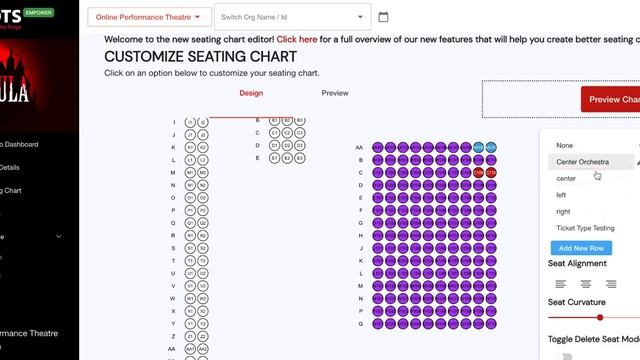 Curving an entire section on your seating chart
