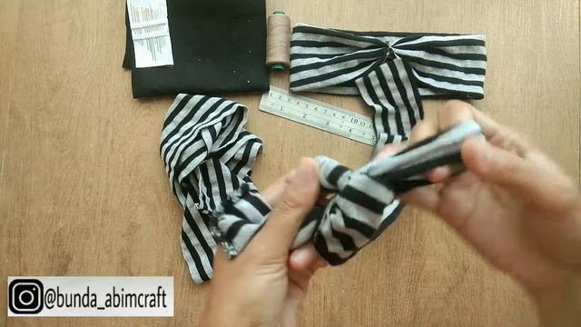 CARA MEMBUAT TURBAN BAYI HANDMADE DARI KAOS BEKAS | BUN HEADBAND TUTORIAL | DONUT TURBAN BANDO BAYI
