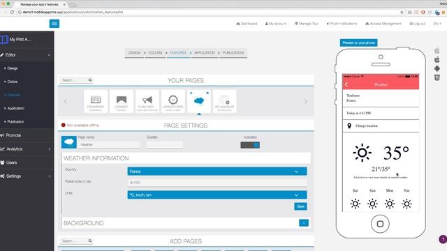 App Builder -App Builder App Builder Pro Features overview   Weather nomusic