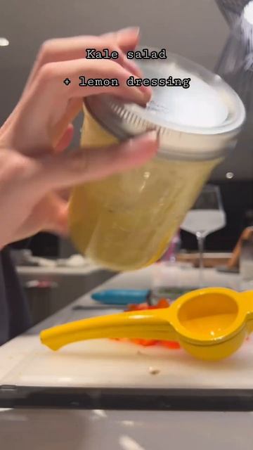 How to make a simple kale salad with lemon dressing #shorts