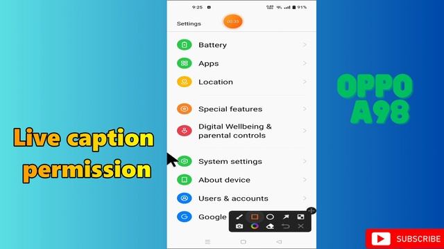 Oppo A98 Live caption permission || How to give permission to live captions || Live caption setting