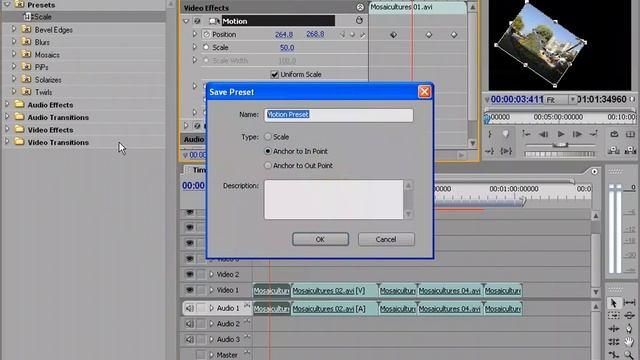 Working with the Effect Controls panel in Adobe Premiere Pro 2.0 - Save and use the presets.mov