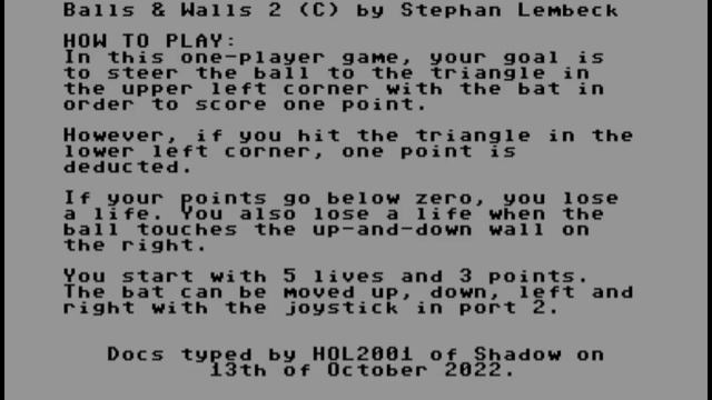 C64 Crack: Balls & Walls 2 +1D by Shadow! 13 October 2022!
