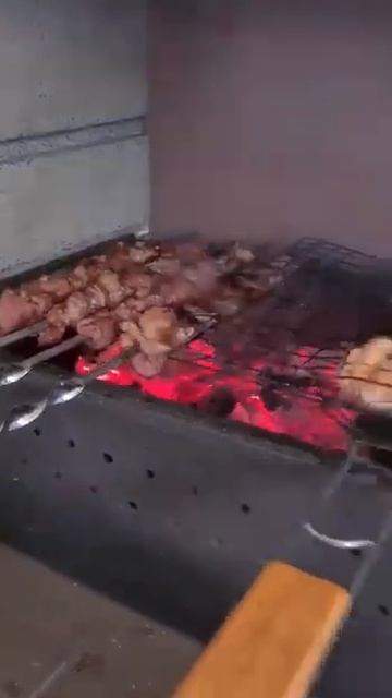 Готовим шашлык на нашем барбекю!