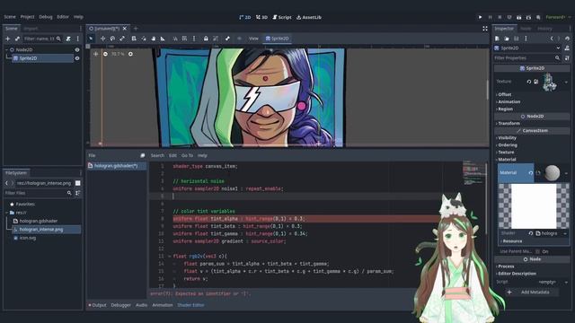 Godot 4 : 2D Шейдер Голограмма