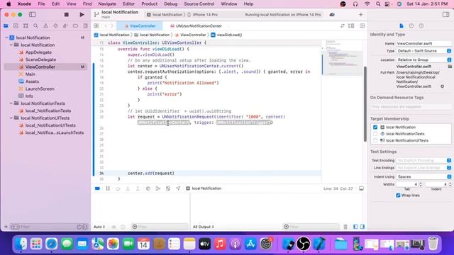 How to implement local push notification in swift(ios)
