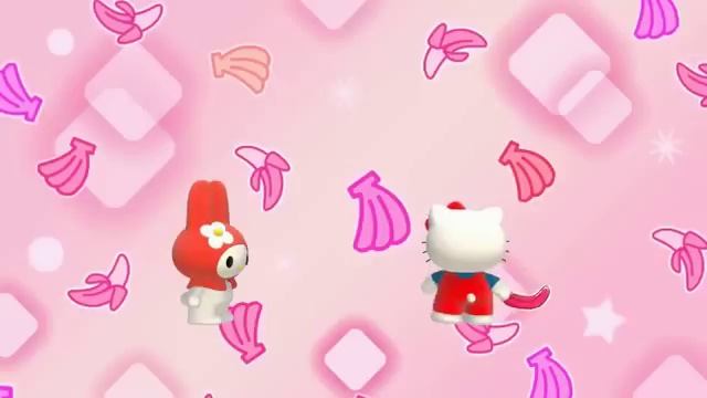 Hello Kitty and My Melody singing about the color red