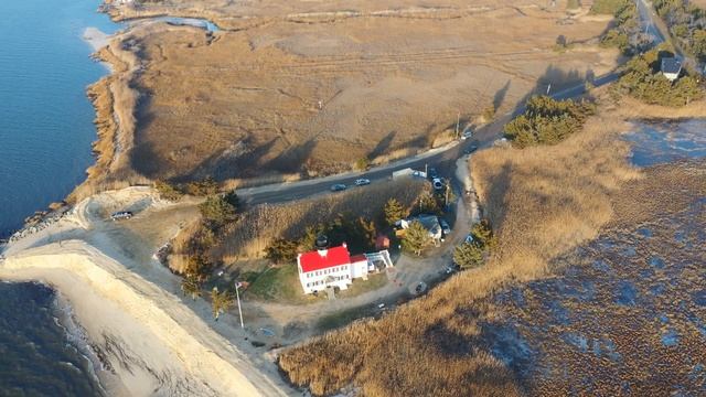 Drone View of East Point Lighthouse Heisleville N.J. after Geotube installation 12/22/19