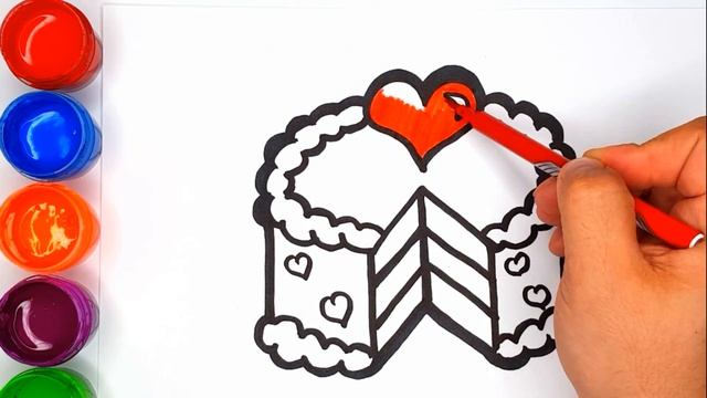 Coloring for children Cake | How to Draw Cake With Hearts| Coloring RAINBOW CAKE | PAINT TOYS TV ☆
