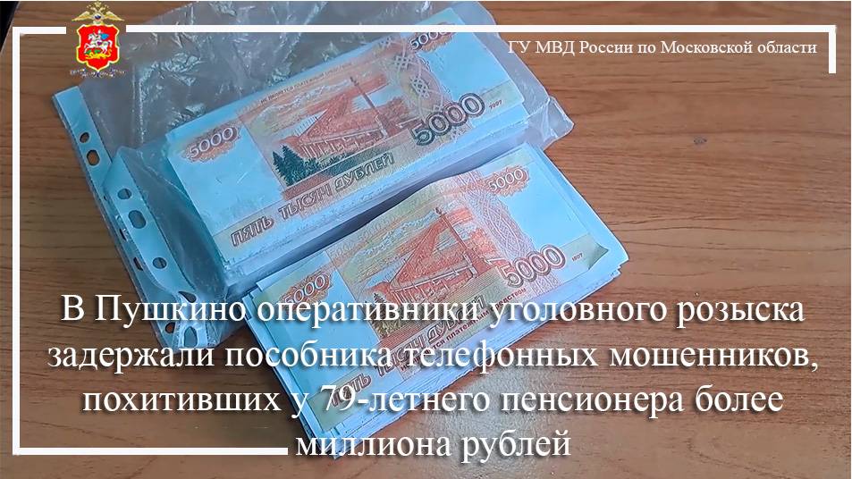В Пушкино оперативники уголовного розыска задержали пособника телефонных мошенников, похитивших у 79