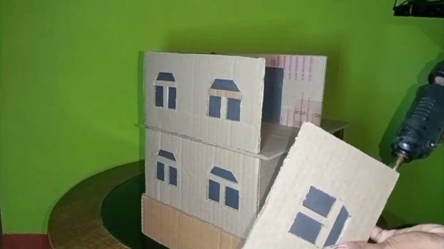 How to Make a Cardboard Building | Beautifull Carton Craft Building | Cardboard School Project