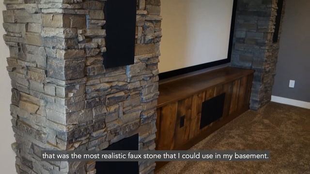 #MyGenStoneDIY - Janice's Basement Remodel & Entertainment Center | GenStone Faux Stone Veneer P...