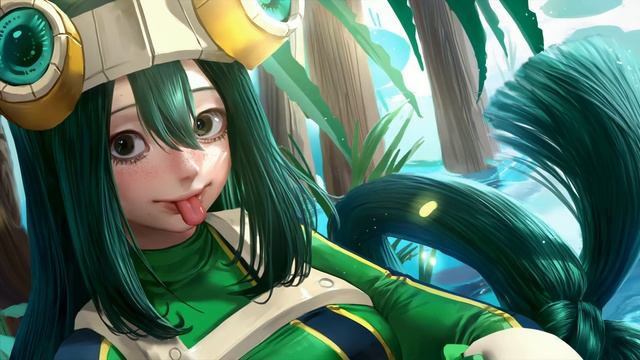 Цую Асуи показывает Языкчек | Tsuyu Asui Shows a Cute Tongue - Живые Обои