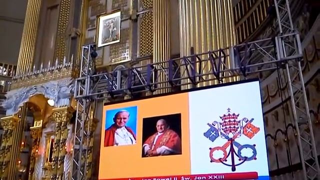 Licheń 27.IV.2014r.Uroczystość  transmitowano z Watykanu-Kanonizacja Jana Pawła II i Jana XXIII