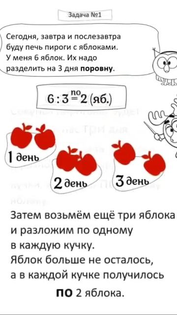 Задачи на деление на равные части и по содержанию.