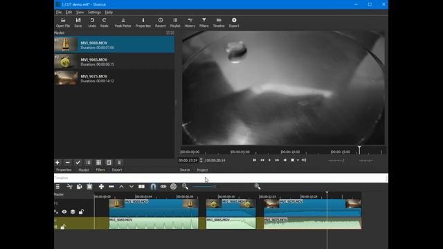 Shotcut. Creative audio editing: J-CUT.