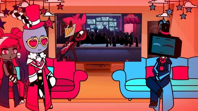 (Hazbin Hotel)/"VVV" reaction to the song "Stayed gone"./[Gacha club.]