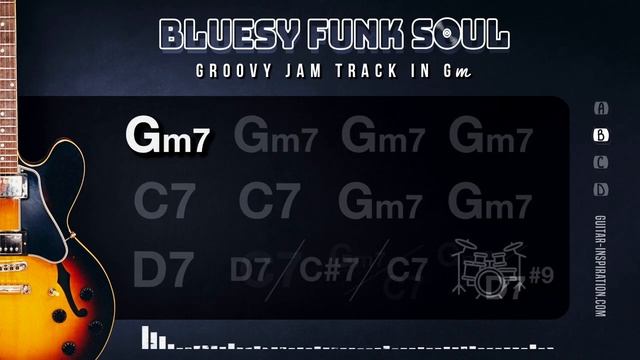 Bluesy Funk Soul Guitar Backing Track _ Gm (Dorian) _ 125 bpm