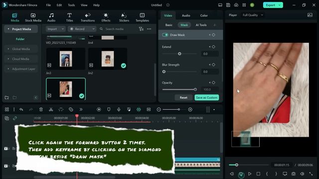 Hand Wipe Transition | Create wipe transition using keyframe | Filmora 12 Tutorial 💜