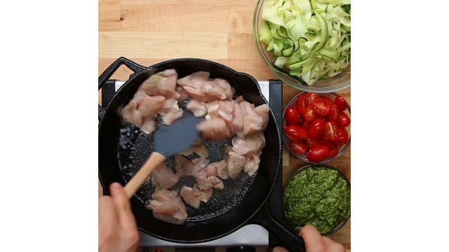 Chicken Pesto and Zucchini "Pasta"