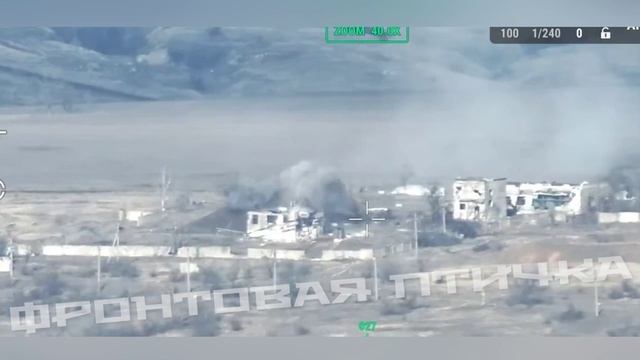 Боевая работа наших танкистов по пункту управления БпЛА. н.п. Каменское.