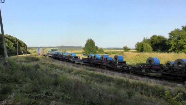 Тепловоз 2ТЭ116-1203 С Грузовым Составом Движется По Перегону Скибнево -Ярмолинцы Украина