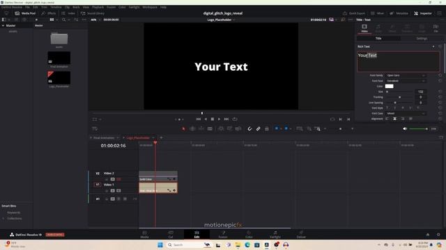 Digital Glitch Logo Animation - Davinci Resolve 19 Template