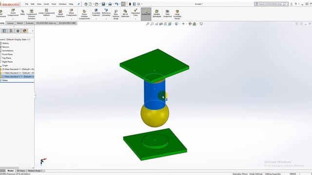 Mate standard Lock - Distance - Angle Solidworks