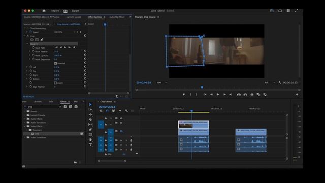 Adobe Premiere Pro Crop effect tutorial