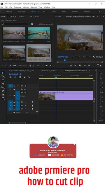 Adobe Premiere Pro How to cut clip #premierepro #shorts #viral #youtubeshorts