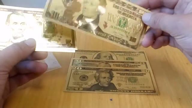 Доллары США из золотой фольги набор 8 штук с joom джум