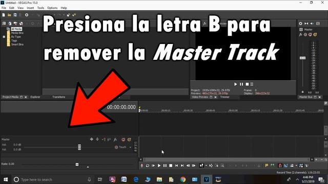 Como remover la pista maestra de audio en Vegas Pro 15