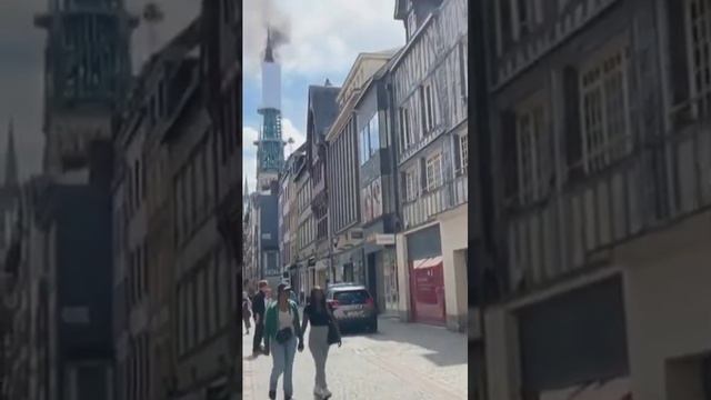 Blaze breaks out in spire of France's famous Rouen Cathedral