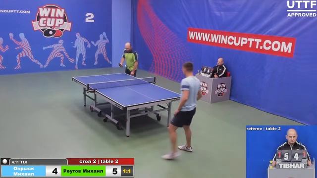 Опрыск Михаил 3-2 Реутов Михаил Турнир Восток 2  WIN CUP 19.04.2021. Прямой эфир Зал 2.