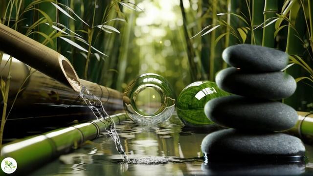 Relaxing Piano Music ★ Bamboo Water Sound,  Deep Sleeping Music, Beautiful Piano