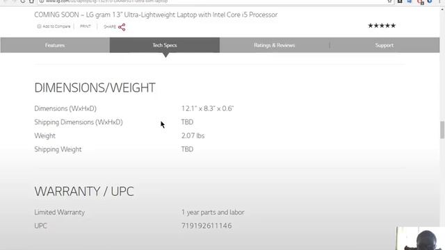 LG Gram 13",14" & 15" Ultralight Laptop Specs